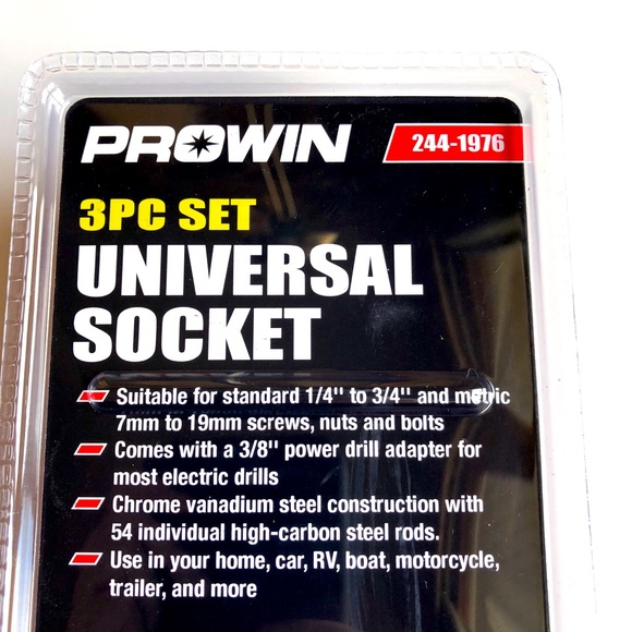 NEW 3/8" Drive Ratchet Handle Wrench, Universal Socket & Drill Adapter 3PC Set - Picture 3 of 16